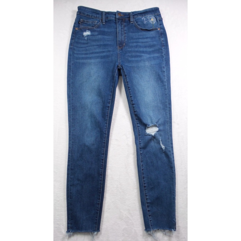 Judy Blue Jeans Womens Size‎ 11/30 Blue Skinny Fit High Rise Stretch Embroidered